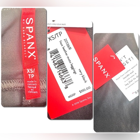 Spanx Women’s Faux Leather Moto Leggings Color: Very Black Size: XS/TP NWT. - Picture 16 of 16